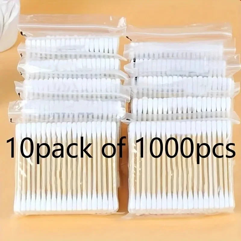 LuxuryGlow 2000PCS Double-Headed Wooden Cotton Swabs | Unscented & Multi-Purpose