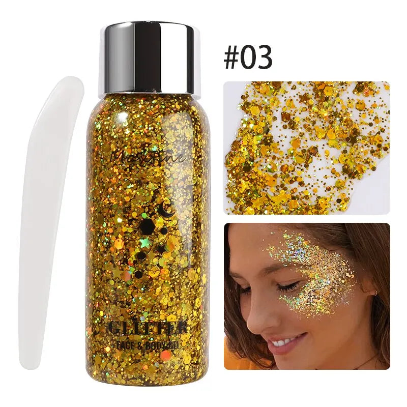MAXFINE Full Body Glitter Gel – Long-Lasting Eye, Hair & Body Sparkle