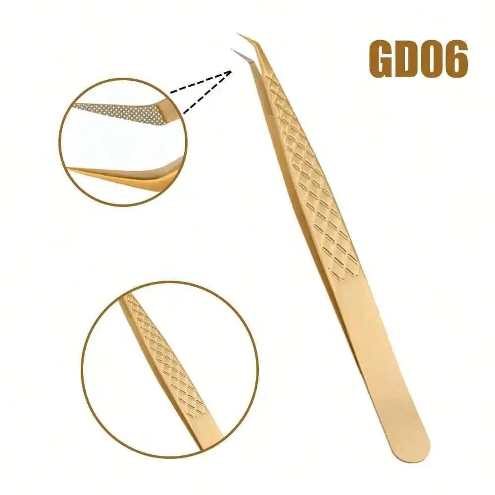 GEMERRY Fiber Tip Eyelash Extension Tweezer – High Precision Golden Tool