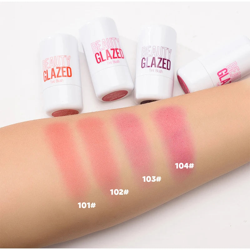 LuxuryGlow 3-in-1 Jelly Lipstick, Blush & Contour Stick – Moisturizing Korean Makeup