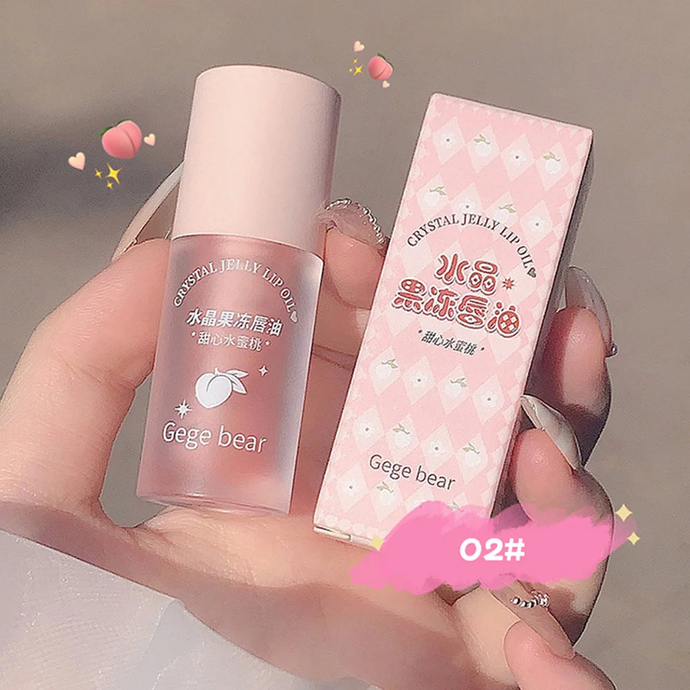 Aceite labial Crystal Jelly de Gege Bear: brillo hidratante de frutas para labios suaves y nutridos.