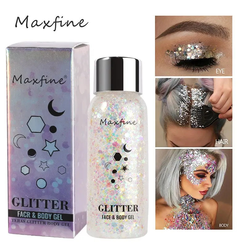 MAXFINE Full Body Glitter Gel – Long-Lasting Eye, Hair & Body Sparkle