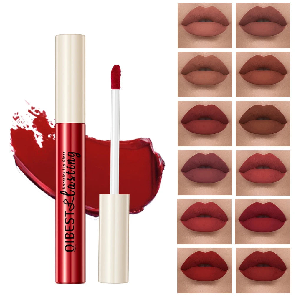 Labial líquido mate QiBest: duradero, resistente a las manchas y con acabado aterciopelado.