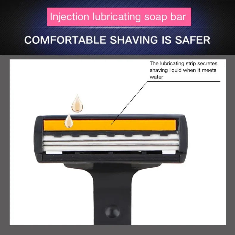 LuxuryGlow Triple-Blade Men's Razor | Reusable Shaver with Imported Blades for Smooth Shaving