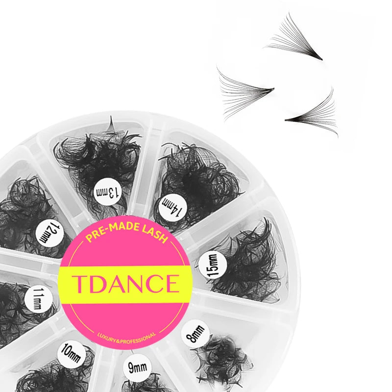 TDANCE 1000 Premade Loose Volume Lash Fans | Mixed Length 8–15mm | Pointy Base Medium Stem