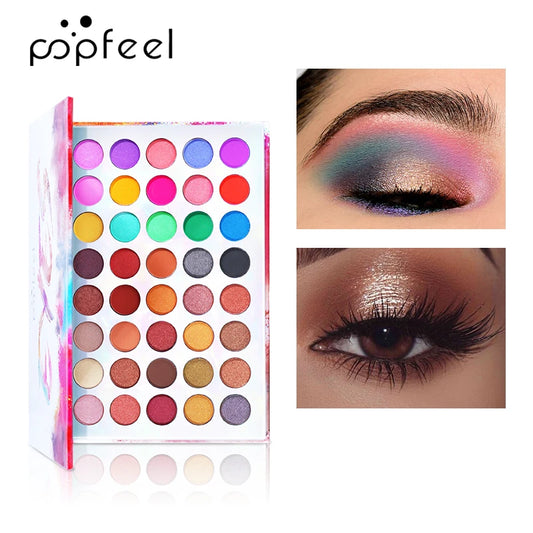 POPFEEL 40-Color Eyeshadow Palette – Matte & Shimmer, Highly Pigmented, Waterproof