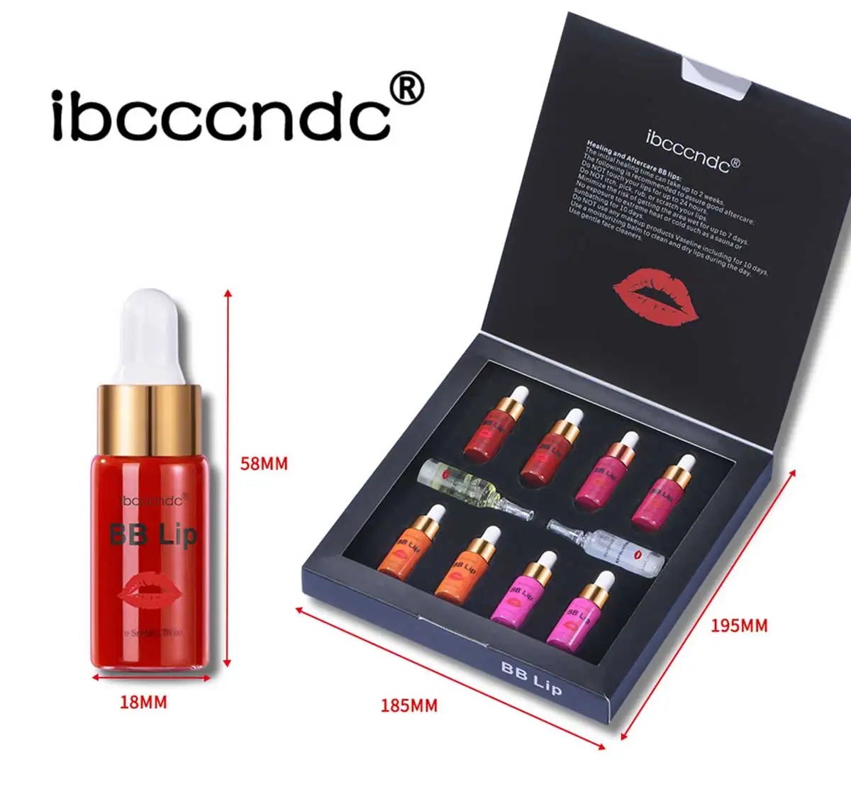 ibcccndc BB Lips Ampoule Serum Starter Kit – Semi-Permanent Gloss & Lip Tint Set (10pcs)