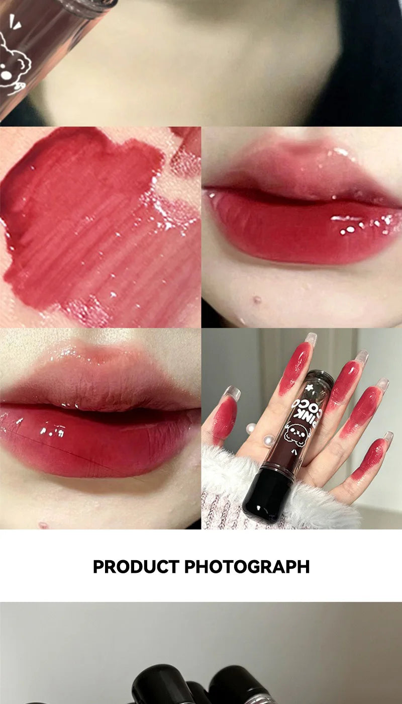 PINKCOCO Mirror Lip Glaze: brillo nude de larga duración con brillo iluminador