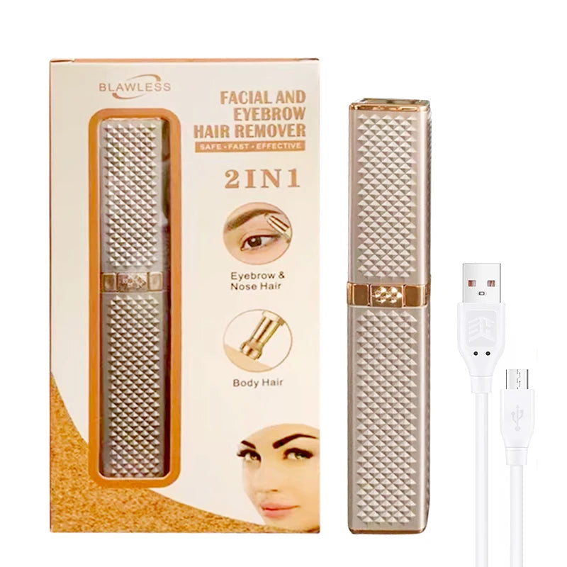 ماكينة تشذيب الحواجب وإزالة شعر الوجه للنساء من LuxuryGlow قابلة لإعادة الشحن وبدون ألم