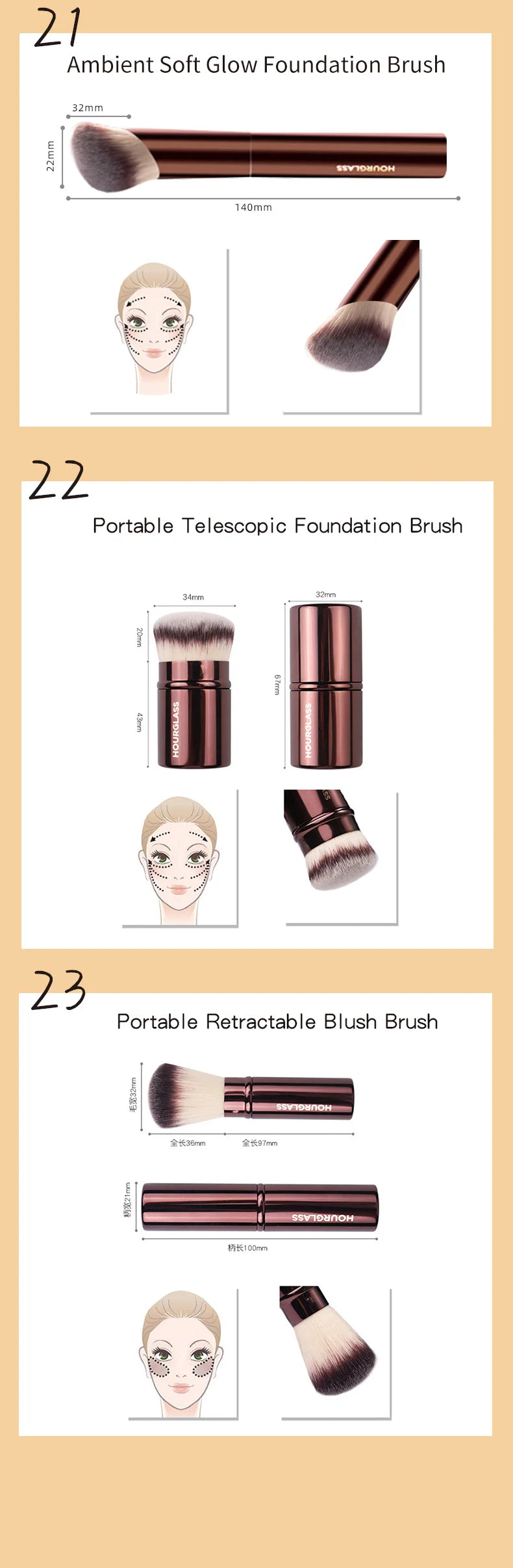 Hourglass Multi-Use Professional Makeup Brush – Powder, Foundation, Concealer, Blush, Bronzer & Eye Makeup