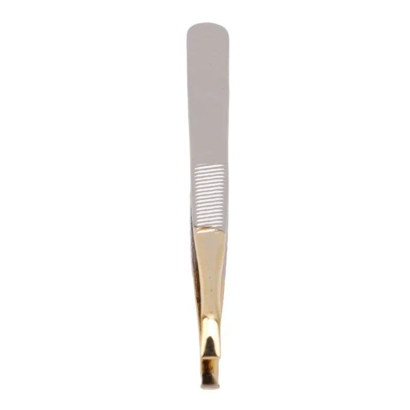 ملقط حواجب من الفولاذ المقاوم للصدأ من LuxuryGlow - أداة إزالة الشعر بطرف مائل
