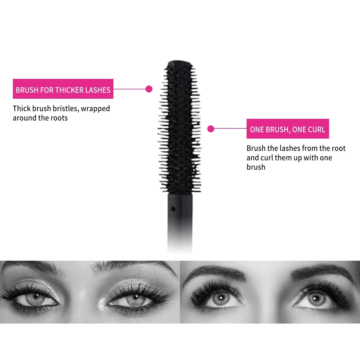 LIDORIA 4D Waterproof Lengthening Mascara – Thick, Curling & Smudge-Proof (10ml)