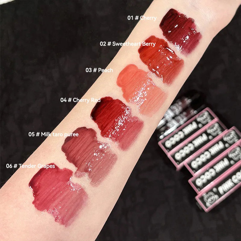 PINKCOCO Mirror Lip Glaze: brillo nude de larga duración con brillo iluminador