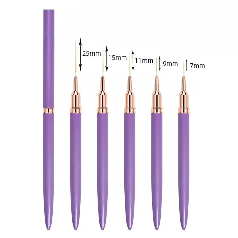 Juego de 5 pinceles delineadores para uñas LuxuryGlow YIKOOLIN: pinceles de gel UV para uñas francesas y diseño de uñas artísticas.