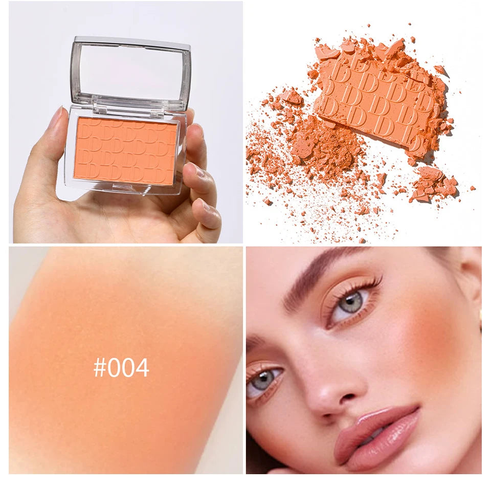Paleta de rubor mate en relieve LuxuryGlow de 6 colores: alta pigmentación, brillo rosado natural
