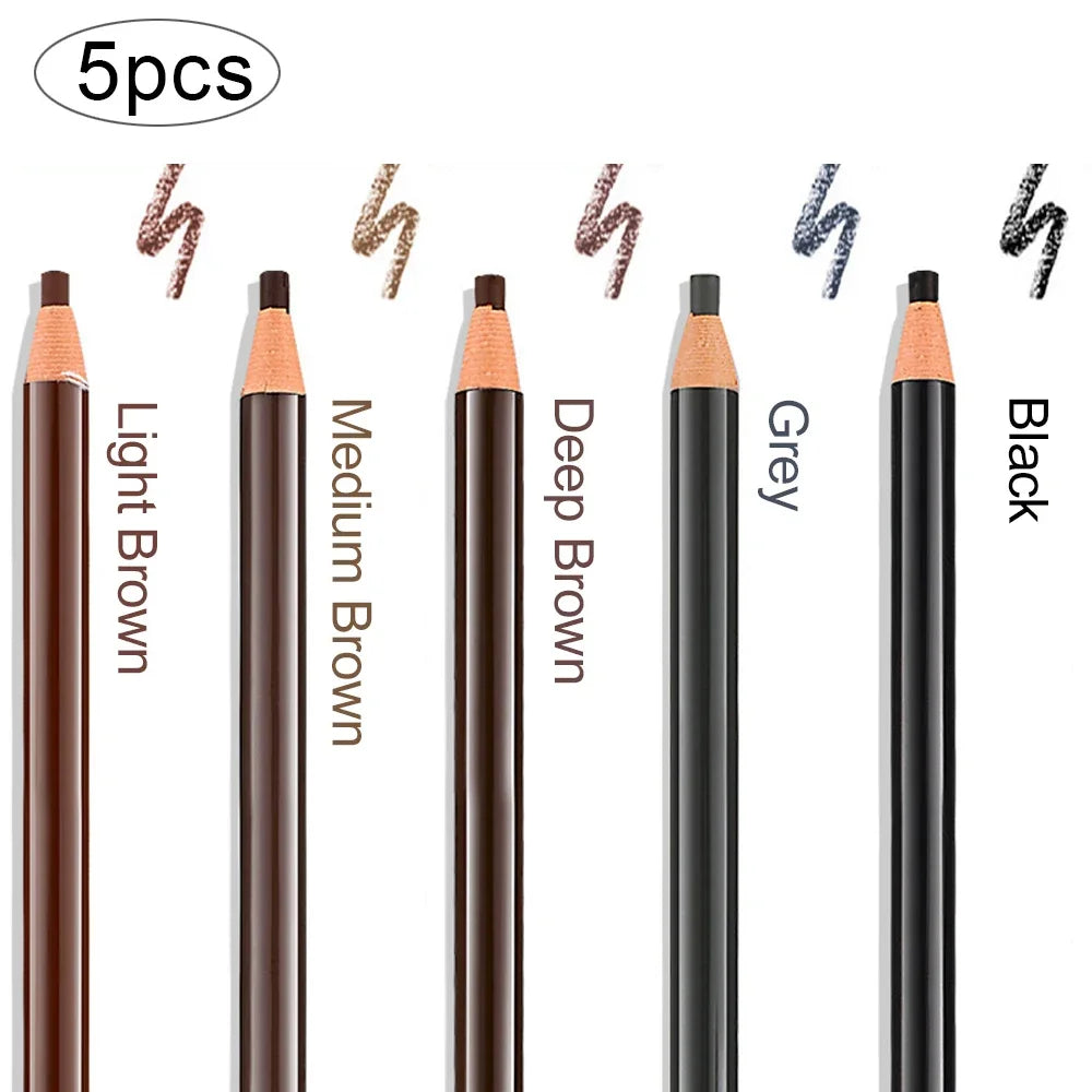 LuxuryGlow 5pcs Professional Microblading Eyebrow Pencil Set — Waterproof & Long-Lasting