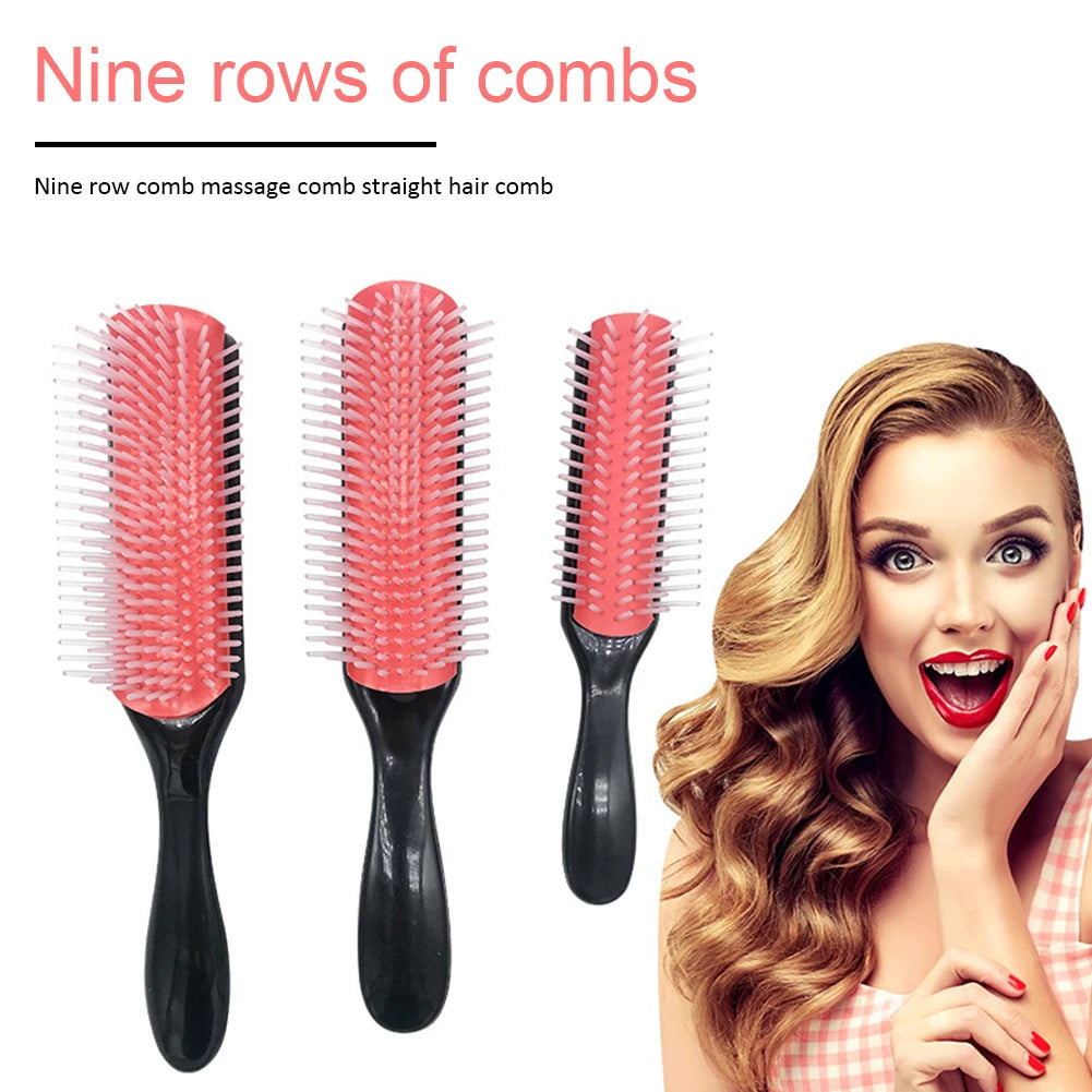 APWIKOGER 9-Row Detangling Hair Brush – Wet & Curly Hair Detangler with Scalp Massager
