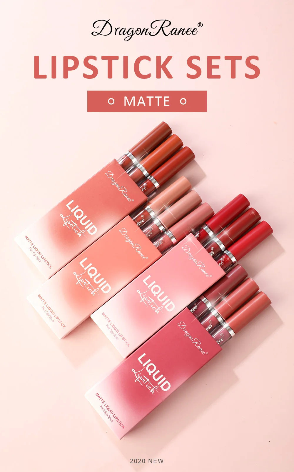 LuxuryGlow - Set de 3 labiales líquidos mate de larga duración - Maquillaje coreano resistente al agua