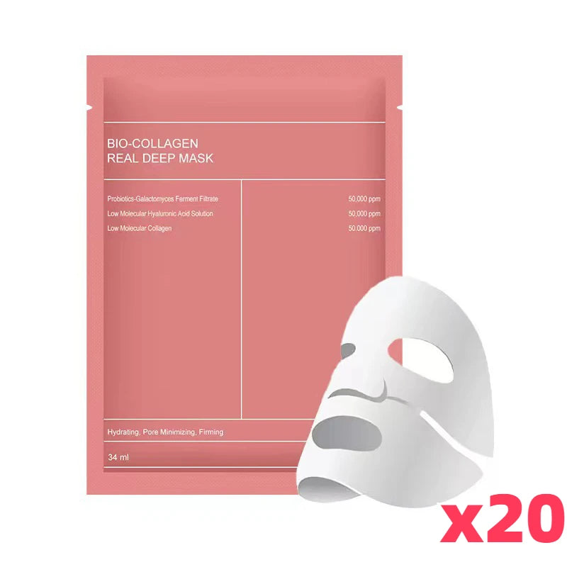 LuxuryGlow Bio Collagen Face Mask – Deep Hydrating & Brightening Overnight Skincare (1/5/10/20 PCS)