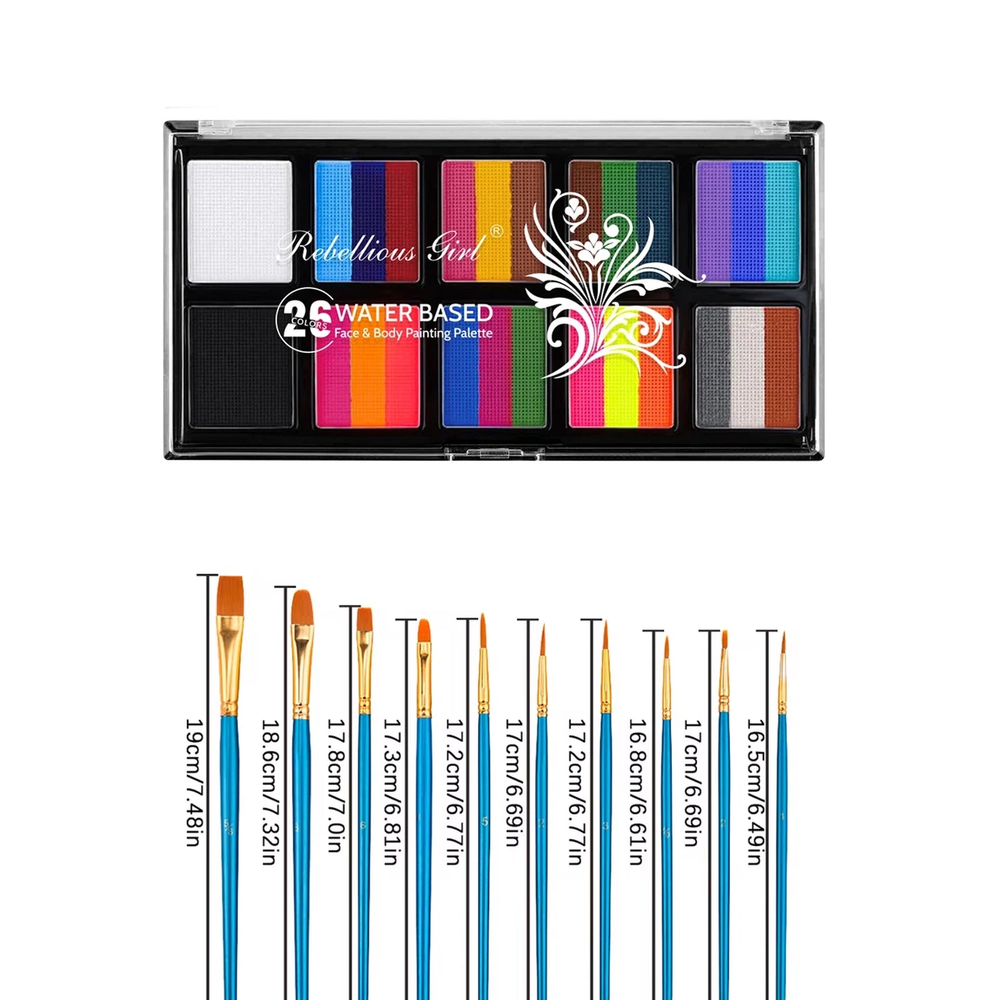 Kit de pintura corporal y facial VERONNI de 10 colores con pincel: maquillaje seguro para niños y adultos