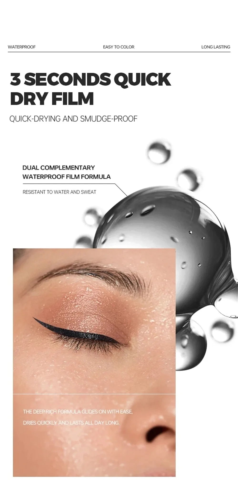 LuxuryGlow Quick-Dry Waterproof Eyeliner Pencil – 24H Long-Lasting, Smudge-Proof, Matte Finish