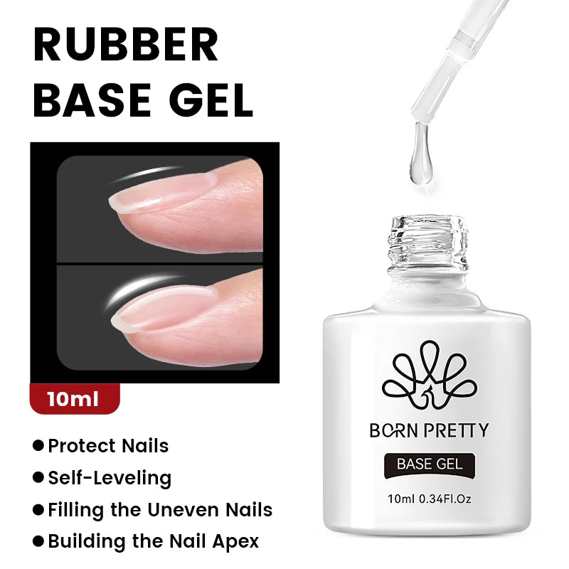 BORN PRETTY 10ml Nail Gel – Base, Top & Rubber Reinforcement Gel for UV/LED