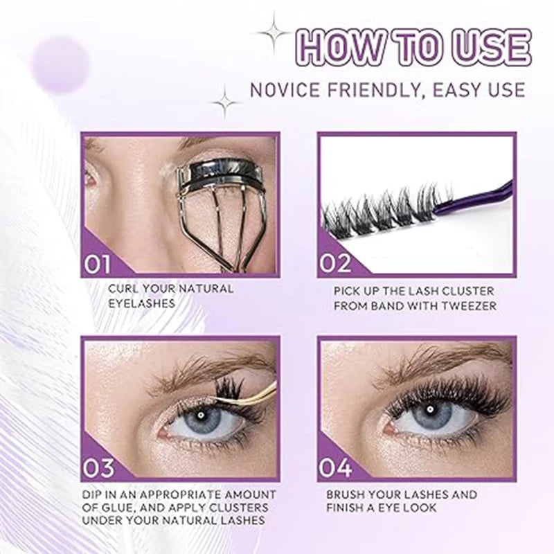 LuxuryGlow 280pcs DIY Cluster Eyelash Extensions 30D/40D Mix Length – Natural Look