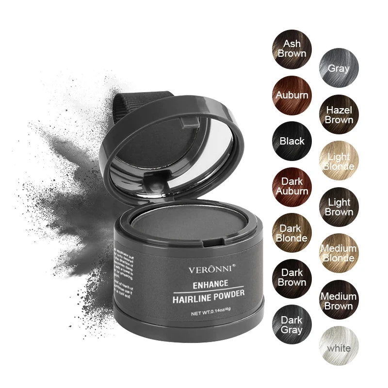 Polvos de lujo para la línea del cabello, resistentes al agua y con brillo: 14 colores para cubrir y corregir raíces (4 g)