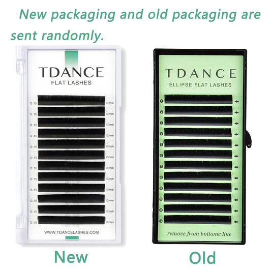 TDANCE Ellipse Flat Eyelash Extensions | 12-Line Tray | 8–15mm Matte Split Tips for Professionals