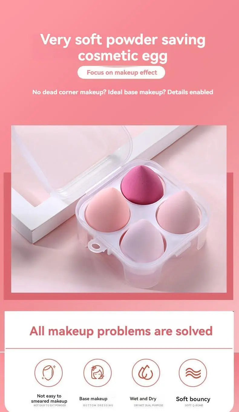 LuxuryGlow 4pcs Color Blend Beauty Sponges – Soft Latex-Free Makeup Applicator Set