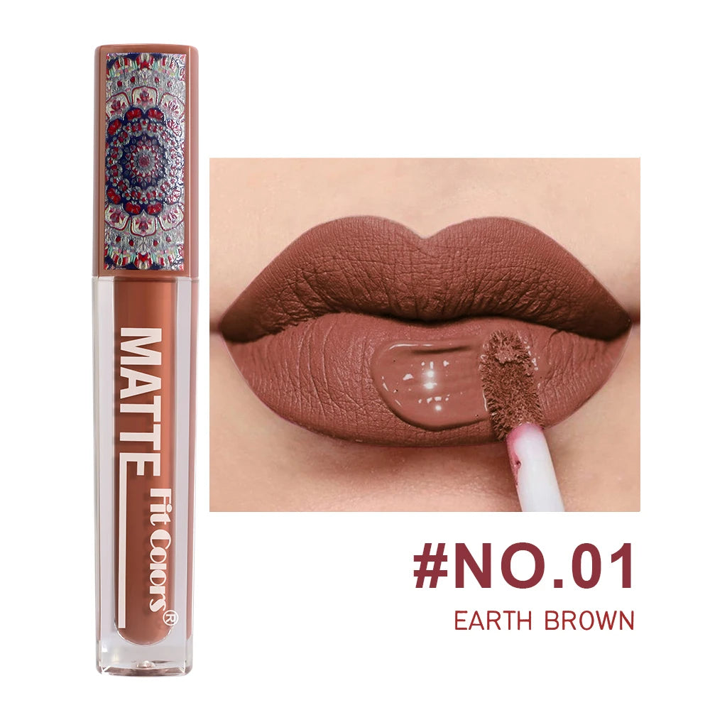 Fit Colors Matte Lip Gloss – Waterproof, Long-Lasting Velvet Lipstick