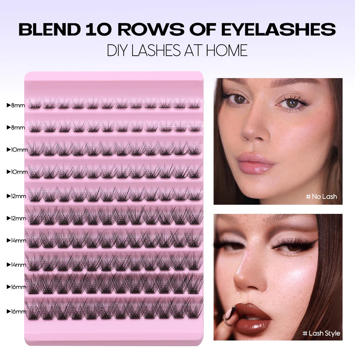 GROINNEYA DIY Lash Extension Kit – Individual Cluster Lashes with Glue & Remover (Natural Look)
