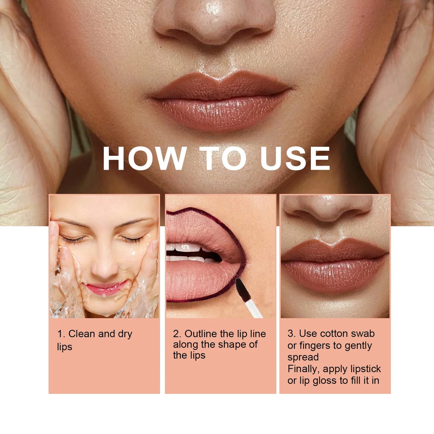 Delineador de labios despegable EELHOE: resistente al agua y duradero, con efecto tatuaje.