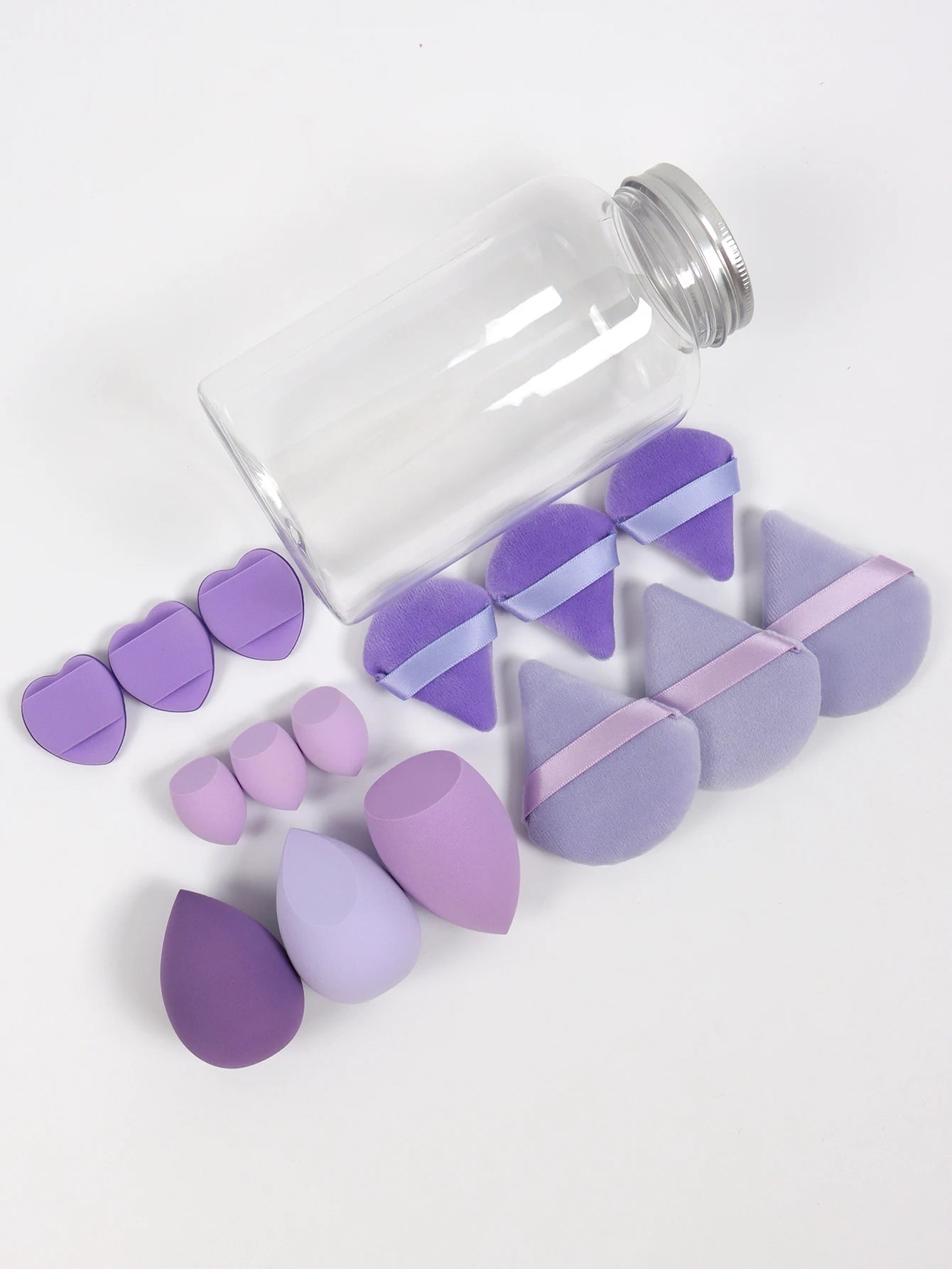 LuxuryGlow All-in-One Makeup Puff Set – 15 Pcs Assorted Beauty Blenders & Powder Puffs