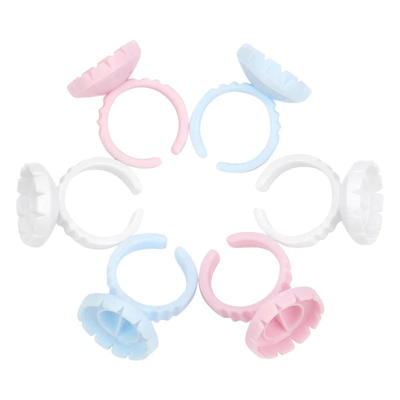 RPXBGUCKARHG 50/100PCS Disposable Eyelash Glue Ring Holders | Lash Extension Tool