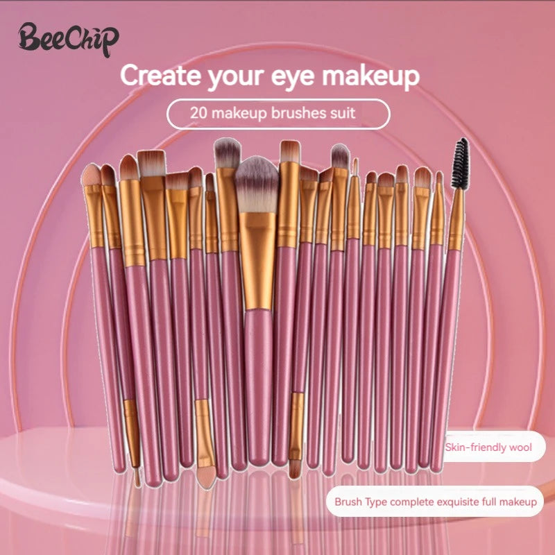 BeeChip 20 PCS Professional Makeup Brush Set – Soft Synthetic Brushes for Face & Eyes