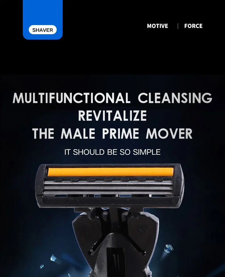 LuxuryGlow Triple-Blade Men's Razor | Reusable Shaver with Imported Blades for Smooth Shaving