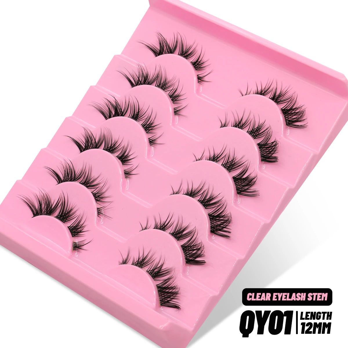 GROINNEYA Cat Eye Wispy Lashes – 5/6 Pairs Clear Band Natural 6D Eyelash Extensions