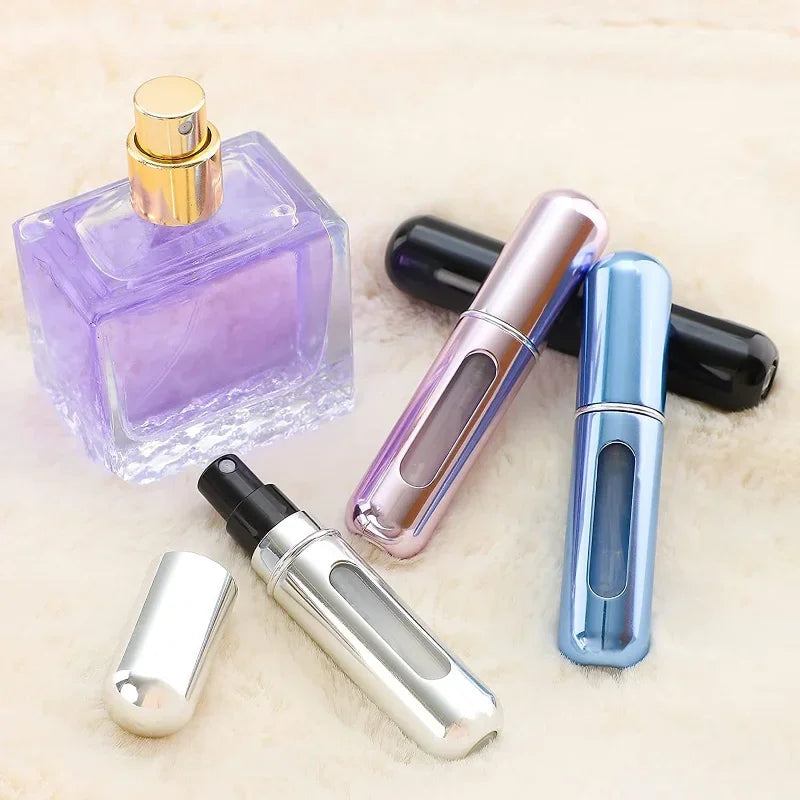 Atomizador de perfume portátil LuxuryGlow de 5 ml/8 ml: botella de viaje recargable con pulverizador para fragancias y alcohol