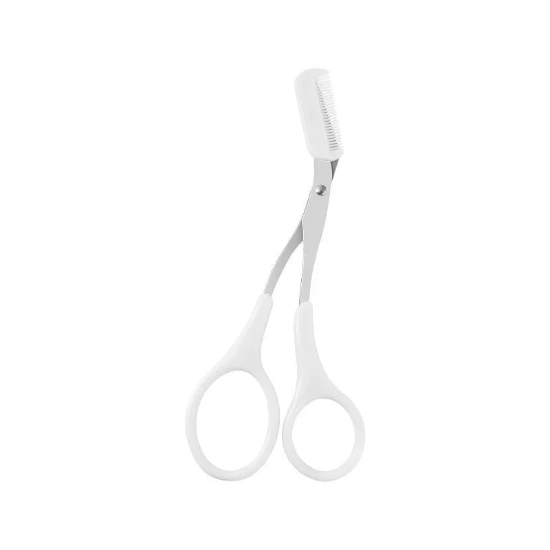 Navaja recortadora de cejas y afeitadora facial LuxuryGlow: herramienta de cuidado personal para mujeres con tijeras y peine (plástico, 12,8 cm)