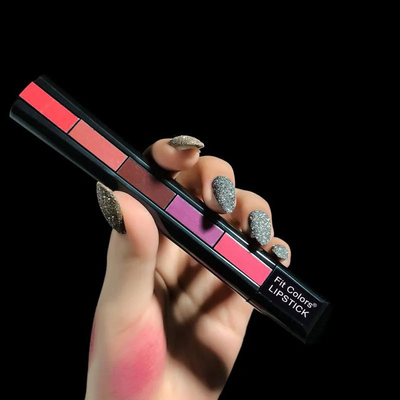 LuxuryGlow Fit Colors 5-in-1 Matte Lipstick Set – Velvet Finish, Non-Stick, Long-Lasting
