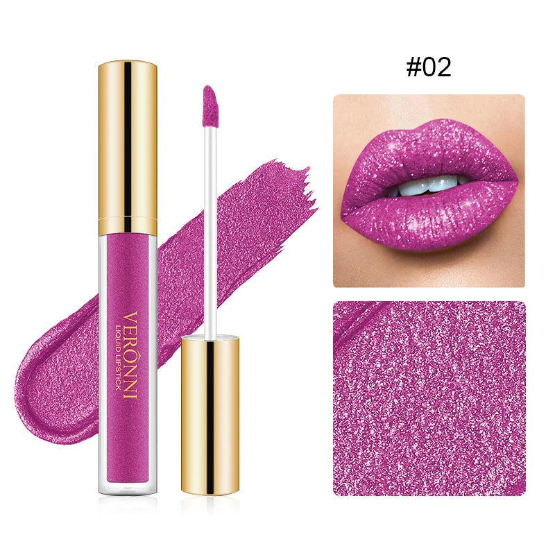 Set de labiales líquidos con purpurina LuxuryGlow de 15 colores: brillo labial duradero, resistente al agua y brillante.