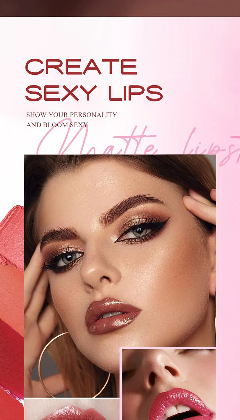 Set de lápices labiales LuxuryGLOW Fit Colors Velvet: 6 tonos, resistentes al agua e hidratantes