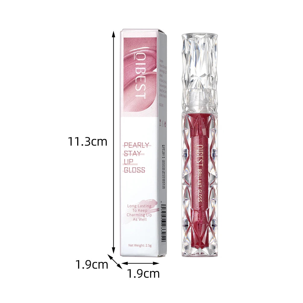 Brillo de labios con brillo de diamante QIBEST: resistente al agua, duradero y brillante.
