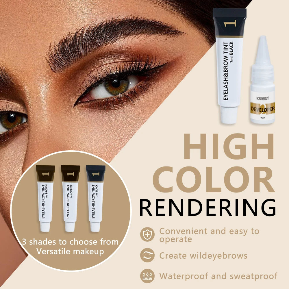 LuxuryGlow ICONSIGN Eyebrow & Eyelash Tint Kit – Waterproof Semi-Permanent Dye