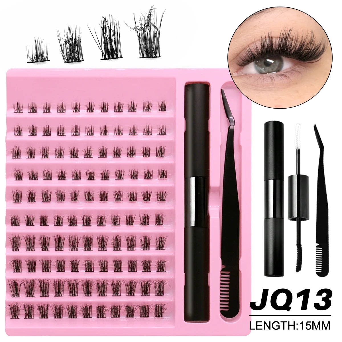 GROINNEYA DIY Lash Extension Kit – Waterproof Lash Bond & Seal with Tweezers for Salon-Quality Lash Clusters at Home