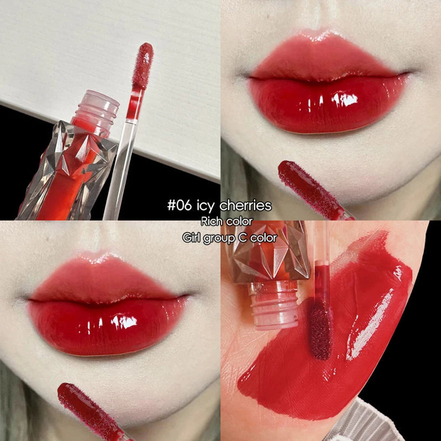 Brillo labial hidratante de larga duración MAXFINE: resistente al agua y con brillo que no se desvanece.