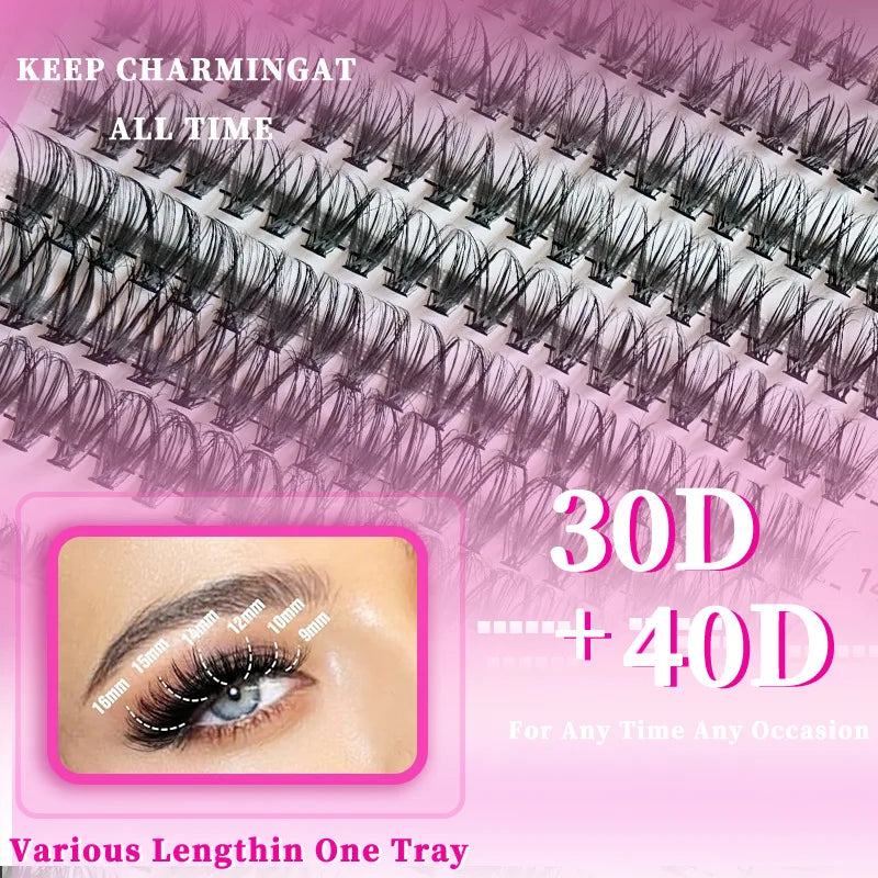 مجموعة رموش MIAOJIE D Curl من 640 قطعة - رموش صناعية فردية بطول 9-16 مم