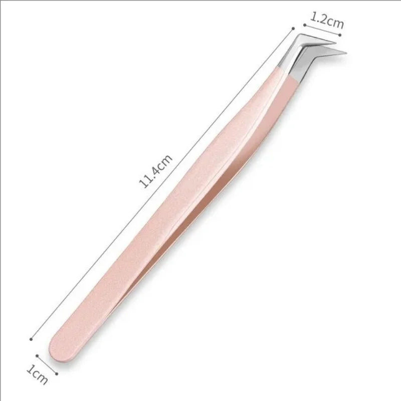 LuxuryGlow MJ Stainless Steel Eyelash Extension Tweezers – Precision 3D Lash Tool
