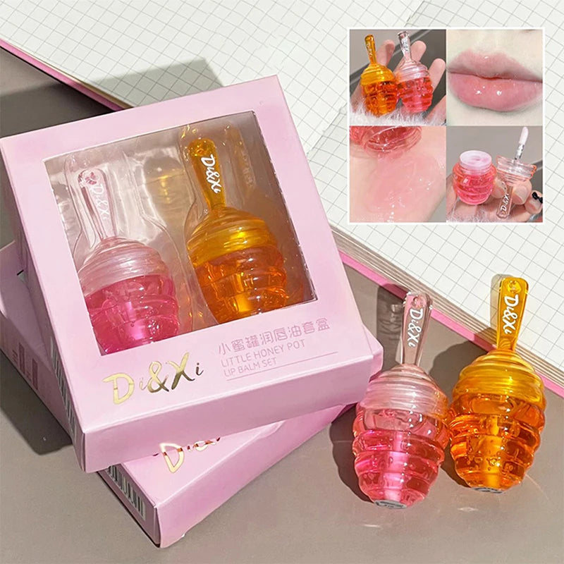 Set de aceites labiales LuxuryGlow Honeypot: cuidado labial hidratante y duradero